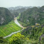 a river running through a lush green valley